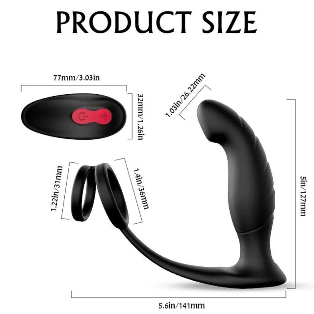 S122-2 Lanco 3 in 1 Remote Control Prostate Massager With Cock Ring for Gay Men Sex Toy with 9 Vibration Mode