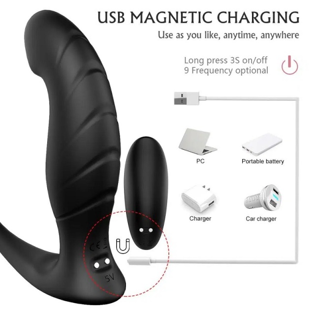 S122-2 Lanco 3 in 1 Remote Control Prostate Massager With Cock Ring for Gay Men Sex Toy with 9 Vibration Mode