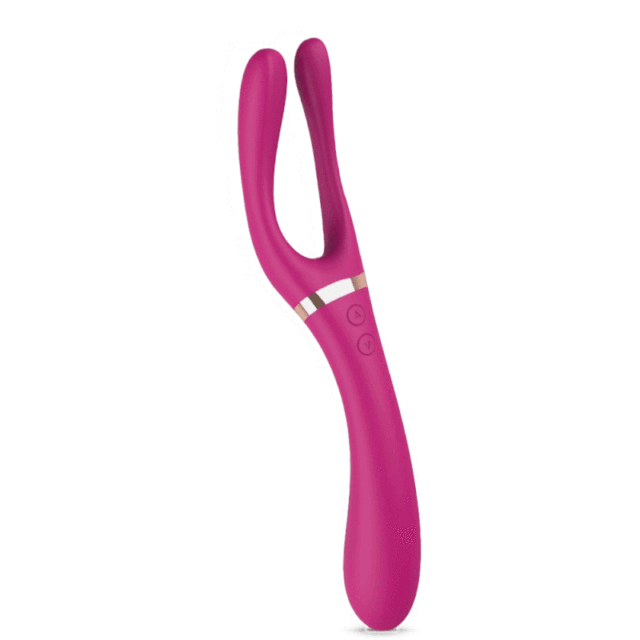 Claret Red Big Bendable Forked Vibrator for Men Penis Stimulation or Women Clitoris Massage with 3 Motor 9 Speeds