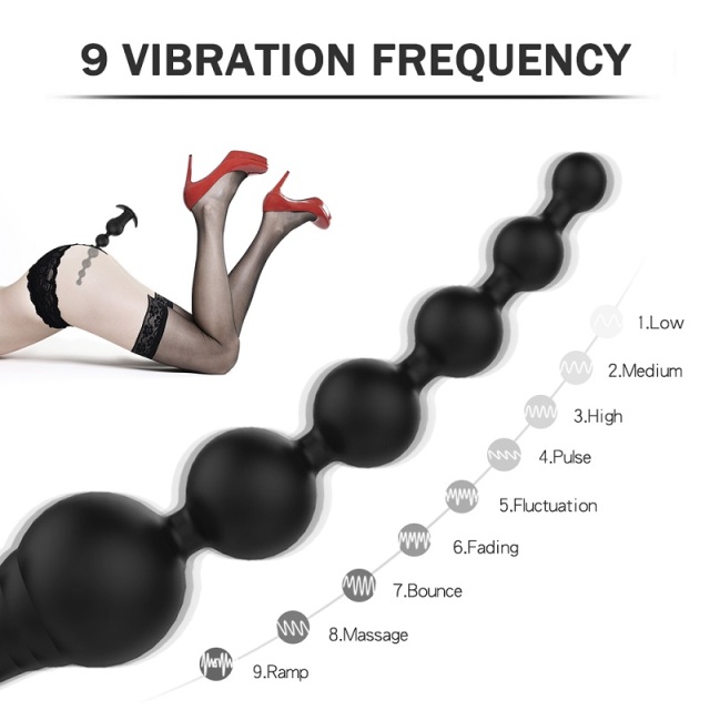 S121-2 Remote Control Vibrating Bead Butt Plug with 9 Speed Anal Toy for Men juguetes eroticos