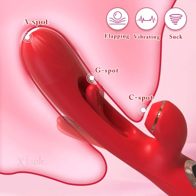 Skylar 3 in 1 Red Tapping G-spot Vibrator Sucking Clit with 7 Suction and 7 Tapping Modes Triple Pleasure for Women