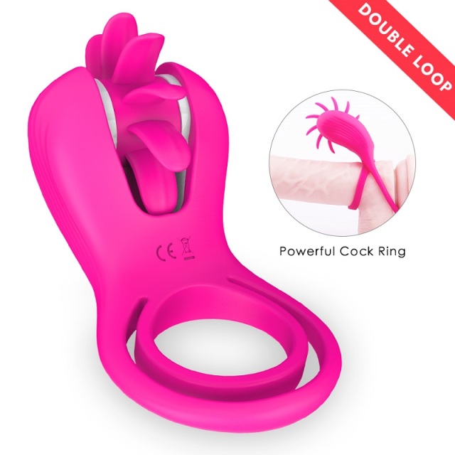 S134 Vibrating Double Penis Ring with 10 Rotation Modes for Men Delay Ejaculation