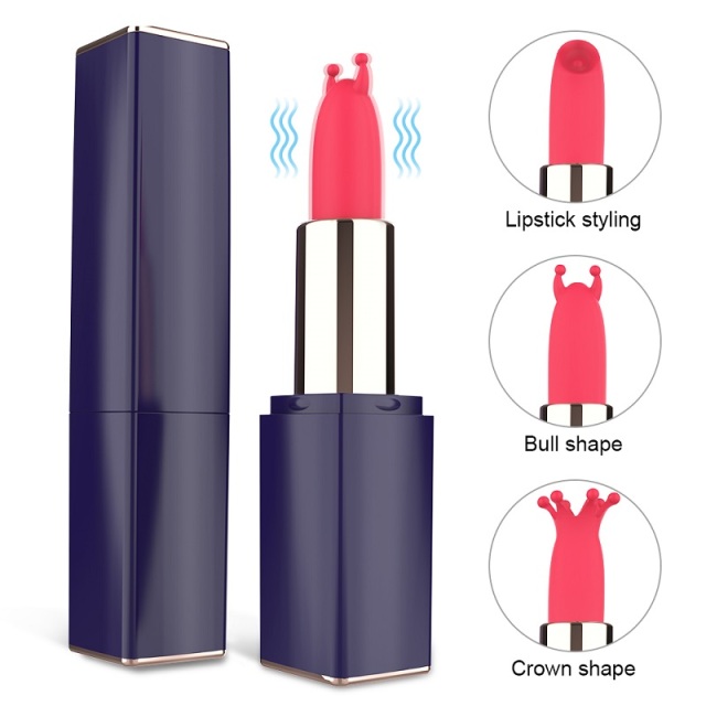 S213 Lipstick Vibrator 9 Rumbling Vibration with 3 Different Shape Silicone Tips to Choose