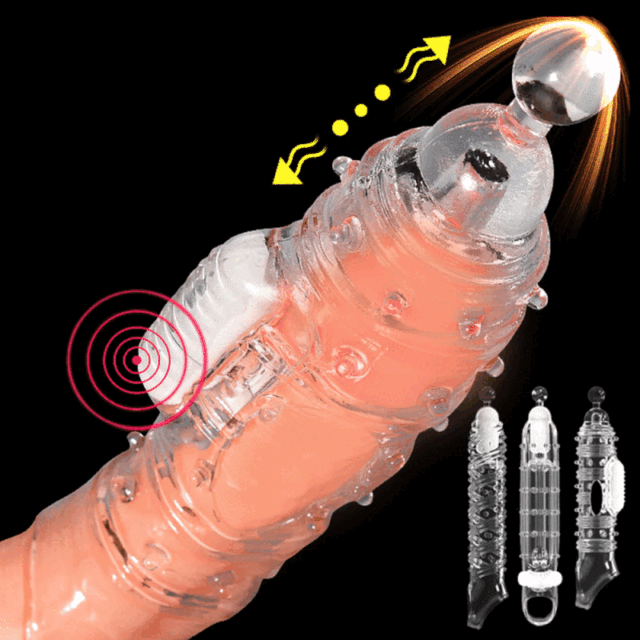 Tanhua Penis Sleeve Extensions Condom Male Enlargement Delay Vibrators Clits Massager Cock Ring Vibrating Penis Extender