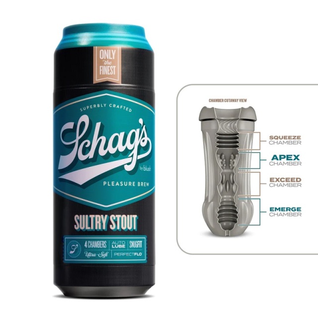 Blush Schag's Sultry Stout Frosted Self Lubricating Textured Beer Can Masturbator Male Stroker Toy