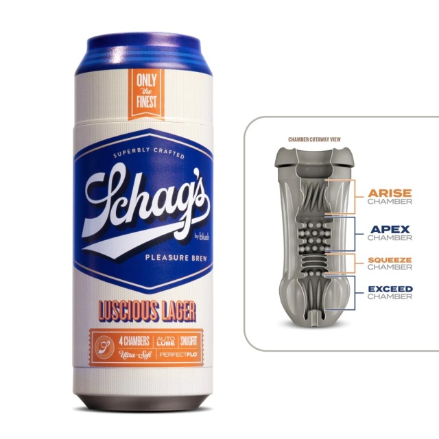 Blush Schag's Luscious Lager Frosted Self Lubricating Textured Beer Can Masturbator Male Stroker Toy