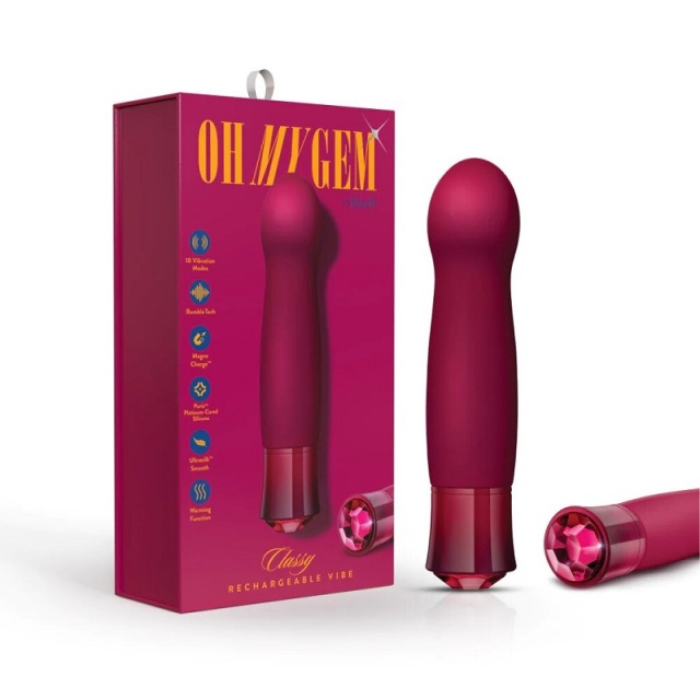 Classy Garnet Gem Battery Vibrator Puria Platinum Cured Silicone with Warming Function 10 Speed Modes for Women Masturbation