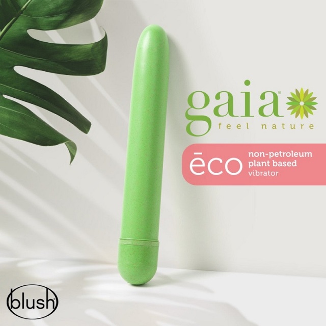 Gaia Eco Plant-Based 7" Slim Multispeed Battery Powered Vibrator in Aqua for Women Clit Stimulation - Made from Sustainable BioFeel