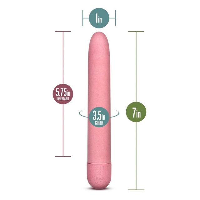 Gaia Eco Plant-Based 7" Slim Multispeed Battery Powered Vibrator in Coral for Women Clit Stimulation - Made from Sustainable BioFeel