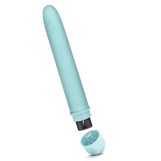 Gaia Eco Plant-Based 7" Slim Multispeed Battery Powered Vibrator in Aqua for Women Clit Stimulation - Made from Sustainable BioFeel