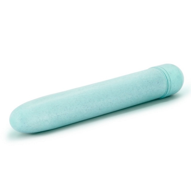 Gaia Eco Plant-Based 7" Slim Multispeed Battery Powered Vibrator in Aqua for Women Clit Stimulation - Made from Sustainable BioFeel