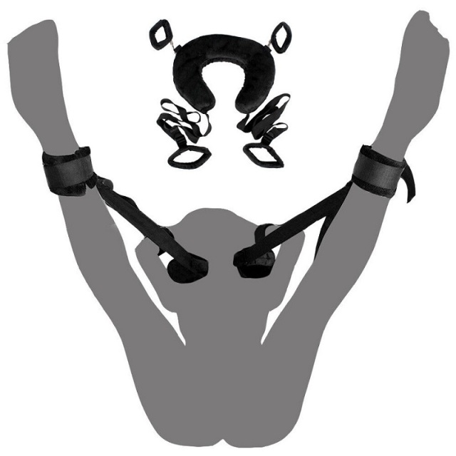 Sex Bondage Pillow Restraints Set with Adjustable Plush Handcuffs and Leg Straps Cuffs