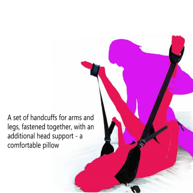 Sex Bondage Pillow Restraints Set with Adjustable Plush Handcuffs and Leg Straps Cuffs