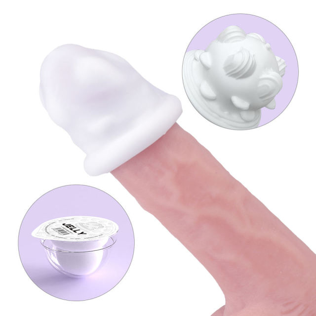 S383 Soft Jelly Masturbator Cup Mini Sex Toy for Men Glans Stimulation with Six Different Textured Sleeves