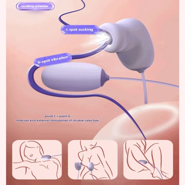 Jissbon Earphones Shaped Vibrator Wired Control with 5 Sucking and 8 Vibrating Function for Women Clitoral Stimulation