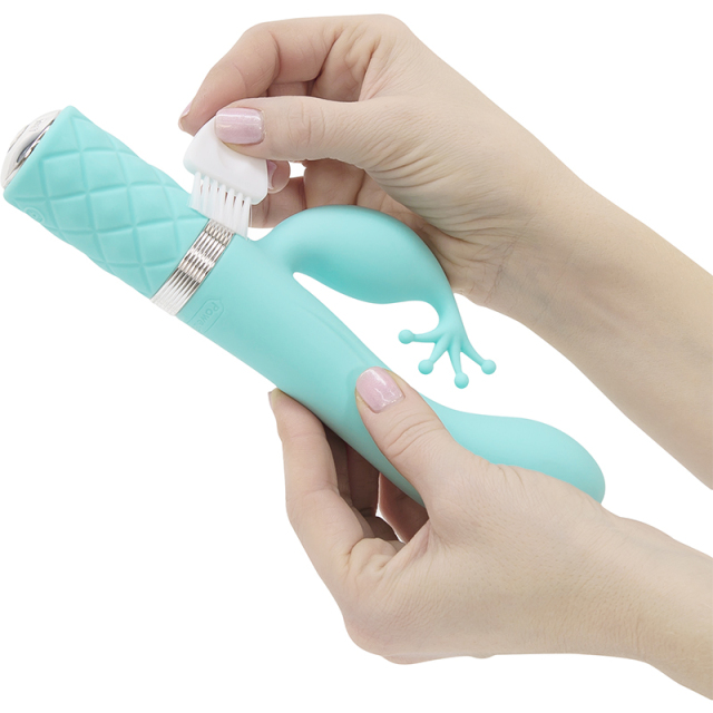 Wholesale Luxury Sex Toy Pillow Talk Kinky Vibrator Massager Teal, Multi Speed with Swarovski Crystal Button, Deep and Rumbly PowerBullet Vibrations with Two Independently Motors
