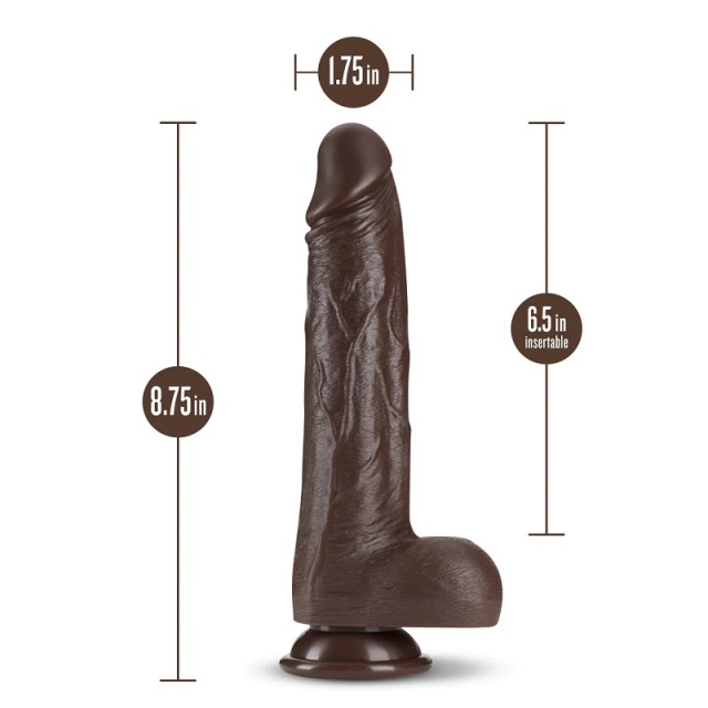 Luxury Blush Silicone Dr. Murphy Realistic Chocolate 8.75-Inch Long Rechargeable Thrusting & Vibrating Dildo With Remote Control