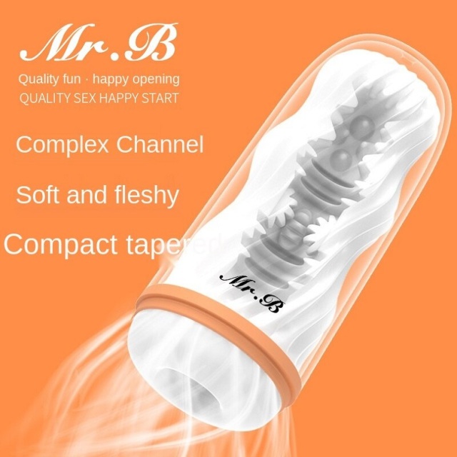 Wowyes Mr B Orange Male Masturbator Cup with Soft Pussy Vacuum Suction Sex Toy for Men