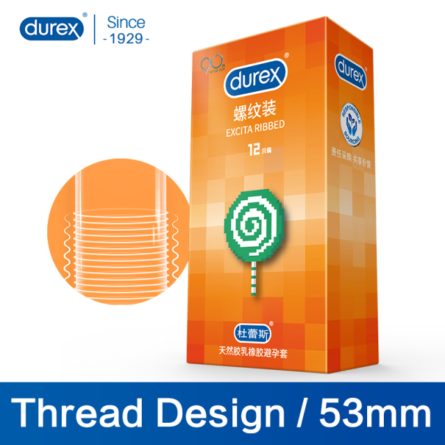 Durex Excita Ribbed 12S Condoms 3D Ribbed Pleasure for Adult Easy on For Greater Comfort