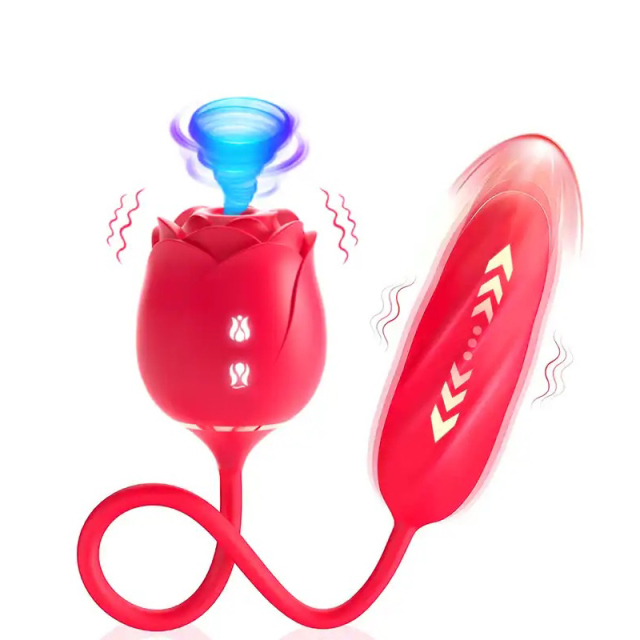 Wholesale 2 in 1 S389-9 Rose Vibrator for Women with 9 Sucking and 9 Thrusting Mode for Female Clit Stimulation and Anal Massage
