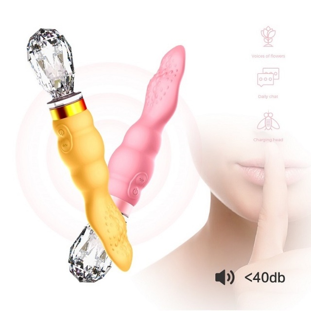 Wholesale HTW AV03 Luminous Crystal Grip Long Tongue Vibrator with 10 Speed Function for Female Vagina Orgasm