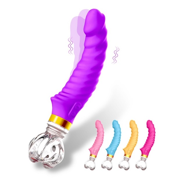 Wholesale HTW AV02 Luminous Crystal Grip Dildo Vibrator Sex Toys with 10 Function Pattern for Women G Spot Stimulation
