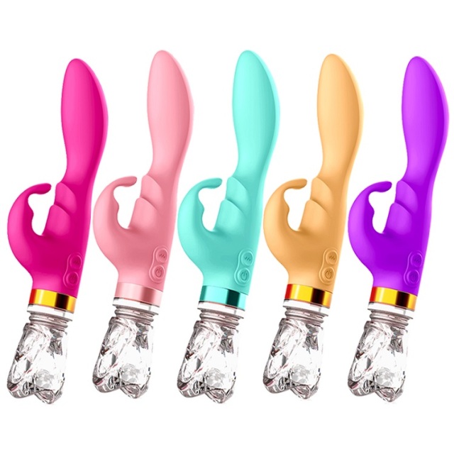 Wholesale HTW AV01 Double Vibrator 10 Speed Function with LED Glass Handle GEM Decorations for Women Clit Stimulation and Anal Massage
