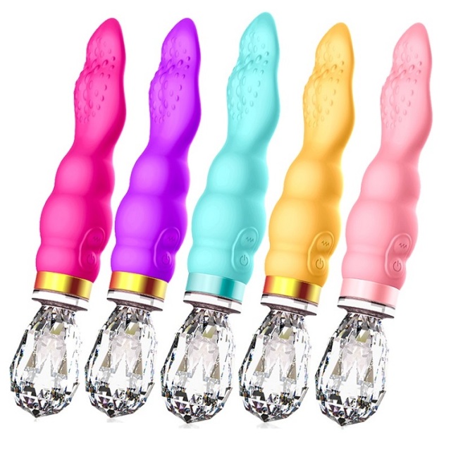Wholesale HTW AV03 Luminous Crystal Grip Long Tongue Vibrator with 10 Speed Function for Female Vagina Orgasm