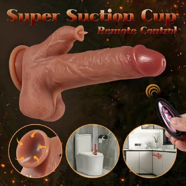 Quaige Parker 8.67 Inch 4 in 1 Realistic Remote Control Vibrating Thrusting Dildo with Licking Tongue Heating Strong Base Cup