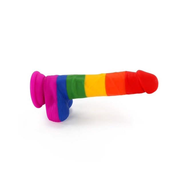 8.2 Inch Rainbow Pride Edition Dildo Realistic Penis with Suction Cup Vaginal G-spot and Anal Play for Gay Big Dildos