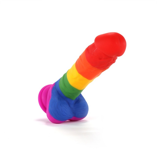 8.2 Inch Rainbow Pride Edition Dildo Realistic Penis with Suction Cup Vaginal G-spot and Anal Play for Gay Big Dildos