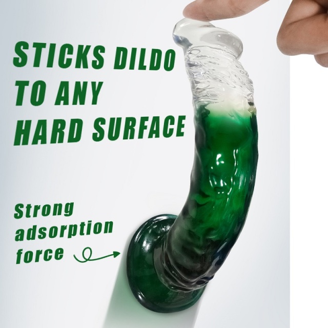 9.5 Inch Dildo with Gradient Green Color for Women Clitoral and Anal Masturbation Cheap Female Sex Toys