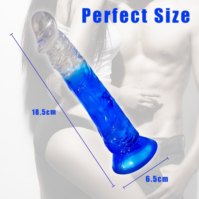 9.5 Inch Dildo with Gradient Blue Color for Women Clitoral and Anal Masturbation Cheap Female Sex Toys