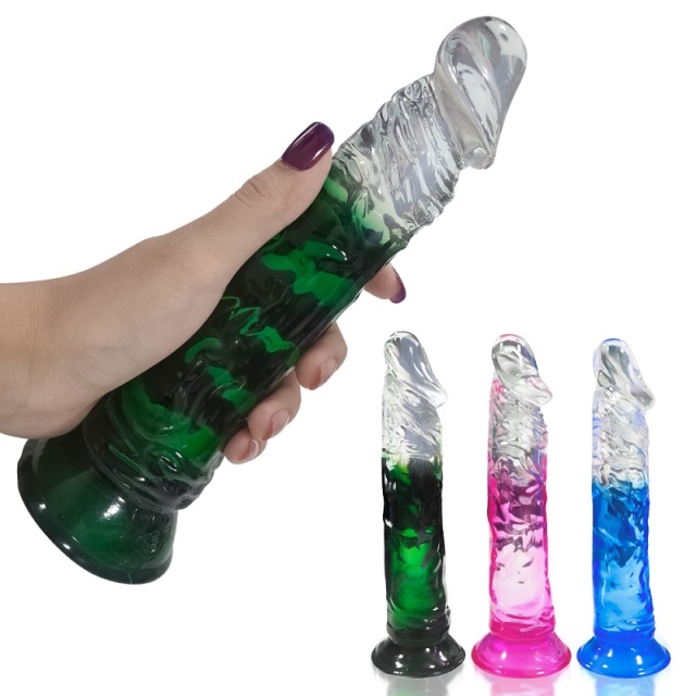 9.5 Inch Dildo with Gradient Green Color for Women Clitoral and Anal Masturbation Cheap Female Sex Toys