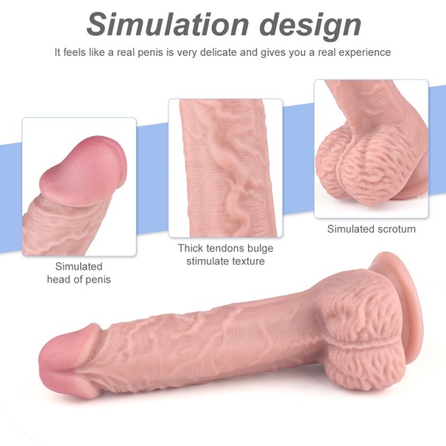 S306-2 Dick 8 Inch Strap On Lifelike Solid Dildo with Veins and Ball Strong Suction Base Sex Toys with Compatible Belt