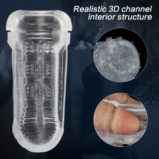 S308 Space Capsule Transparent Sex Toy for Men Penis Training Realistic 3D Channel Masturbation Cup