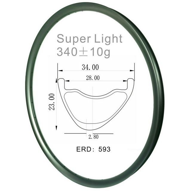 29ER Low Profiles 23mm Asymmetrical  MTB Carbon Rims 34mm 36mm External Width Tubeless Super Light Toray T800