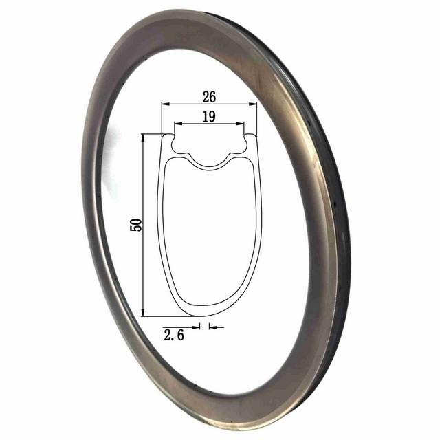 Ultra Light Asymmetric Road Carbon Rims 38mm 50mm Profile 26mm Width Tubeless Clincher Tubular Disc Brake