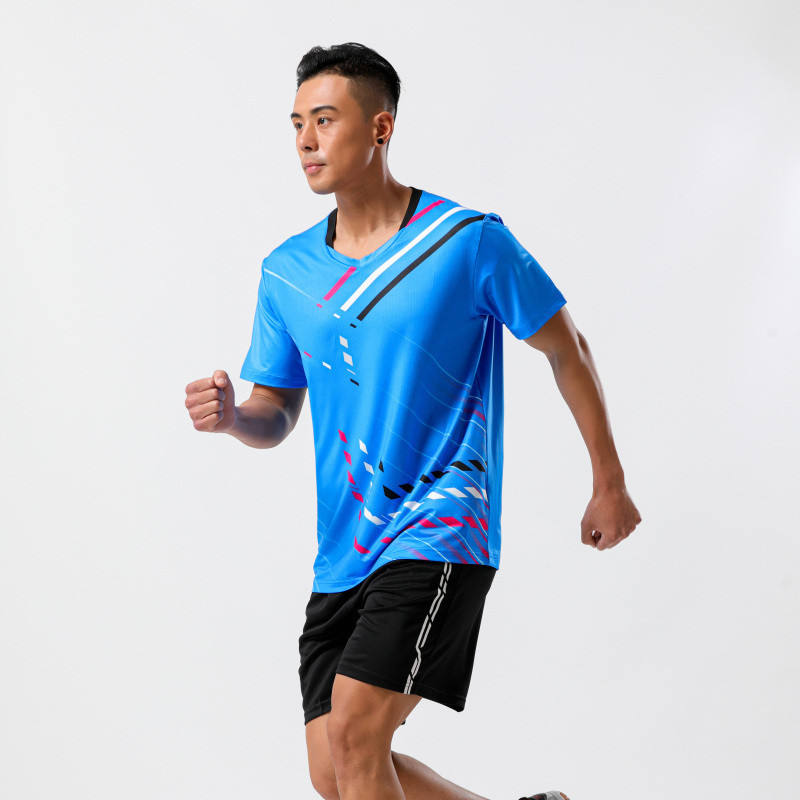 Polyester ammonia needle hole fabric outdoor sports printed short sleeved top GB8-3902