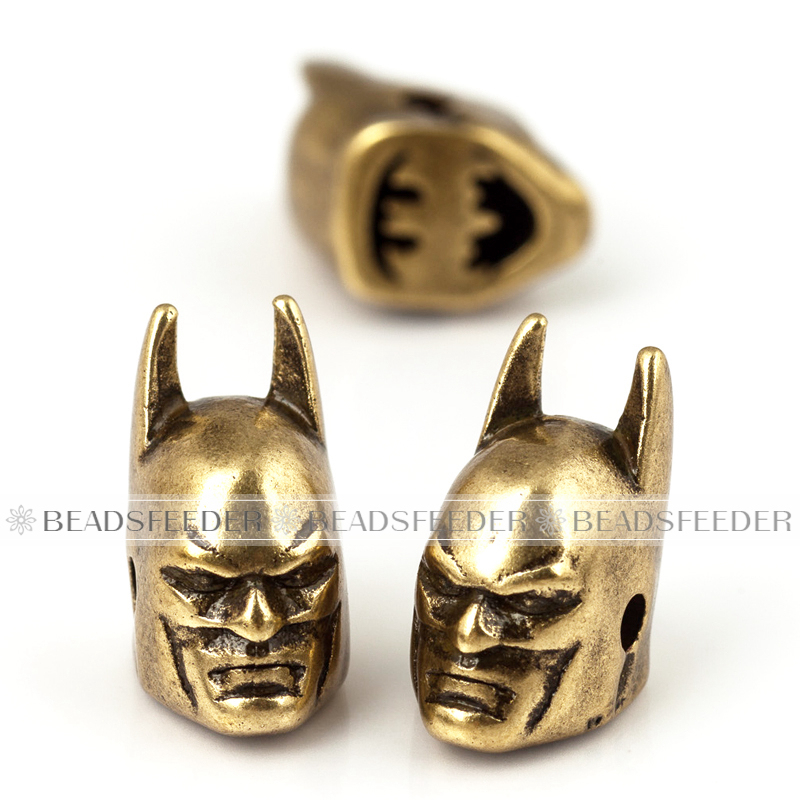 Batman SuperHero bead,Gold Silver Black Gun Rose Gold Charm Beads Fit Men Bracelet Making Fashion Jewelry Findings DIY Beads ,13mm，1pc