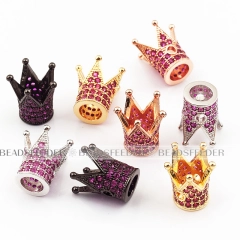 King Crown beads with Fuchsia Zirconia