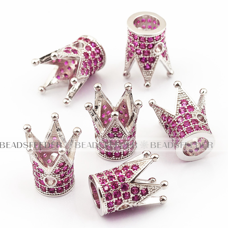 King Crown beads with Fuchsia Zirconia