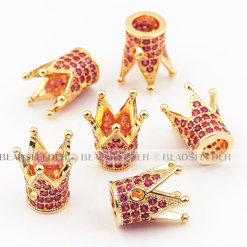 King Crown beads with Fuchsia Zirconia