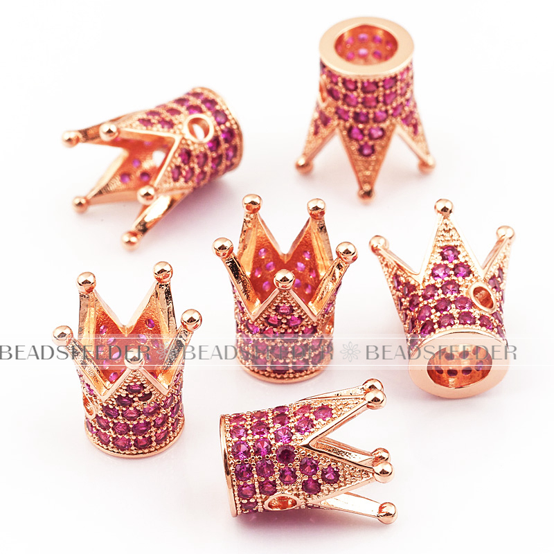 King Crown beads with Fuchsia Zirconia