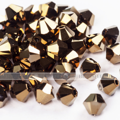 50pcs Austrian Crystal Beads, 5301/5328 4mm, Bicone beads , Crystal Dorado / 001DOR， Size: about 4mm long, 4mm wide, Hole: 1mm