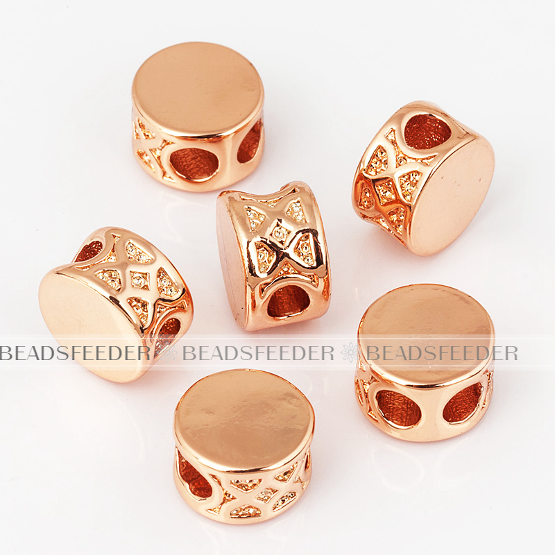 Pk 6  Flat round space bead , hole size 2.5mm, jewlery making supplies, smooth finish ,brass based , 8x5mm,hole size 3.5mm