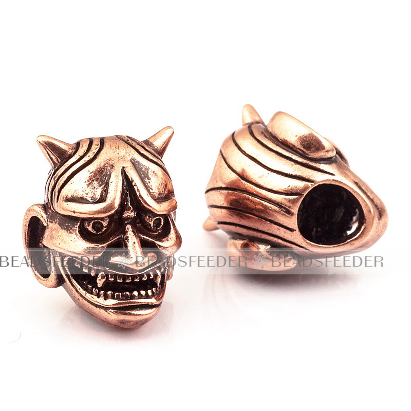 Evil Goblin Head Bead,antique style 550 Paracord Bead Skull Charm,fit for EDC Survival Bracelet Lanyard,19x12x12mm