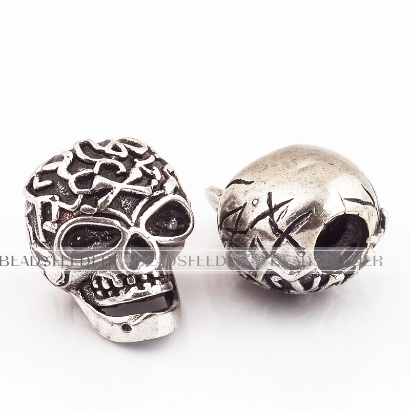 Skull Bead ,Paracord Bead Skull Charm, fit for EDC Survival Bracelet Keychain Lanyard,Men Bracelet Making,19x14x12mm