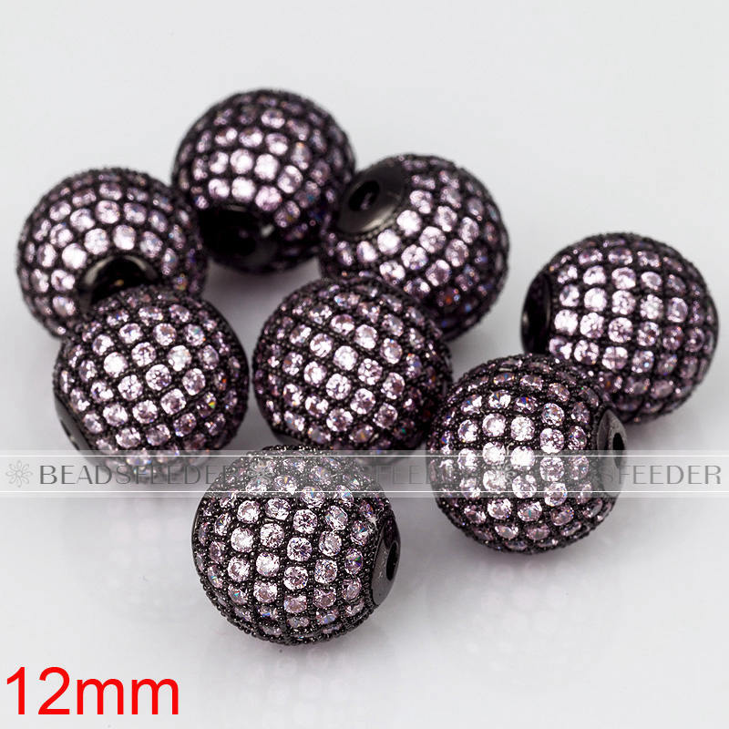 12mm Pink CZ shamballa round ball bead Micro Pave Bead,Clear Cubic Zirconia CZ beads,for men and women Bracelet