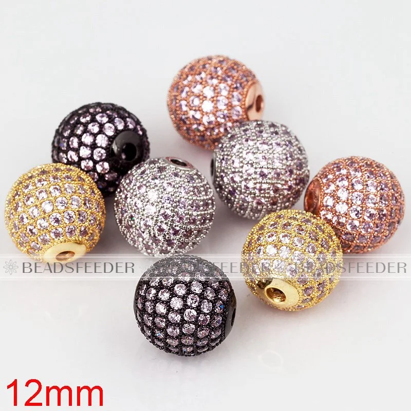 16mm Pink CZ shamballa round ball bead Micro Pave Bead,Clear Cubic Zirconia CZ beads,for men and women Bracelet